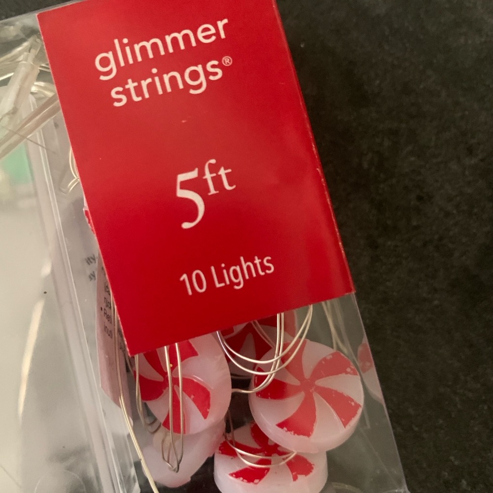 Pier 1 Peppermint Glimmer String Lights 5’ 10 Lights - 2 Sets